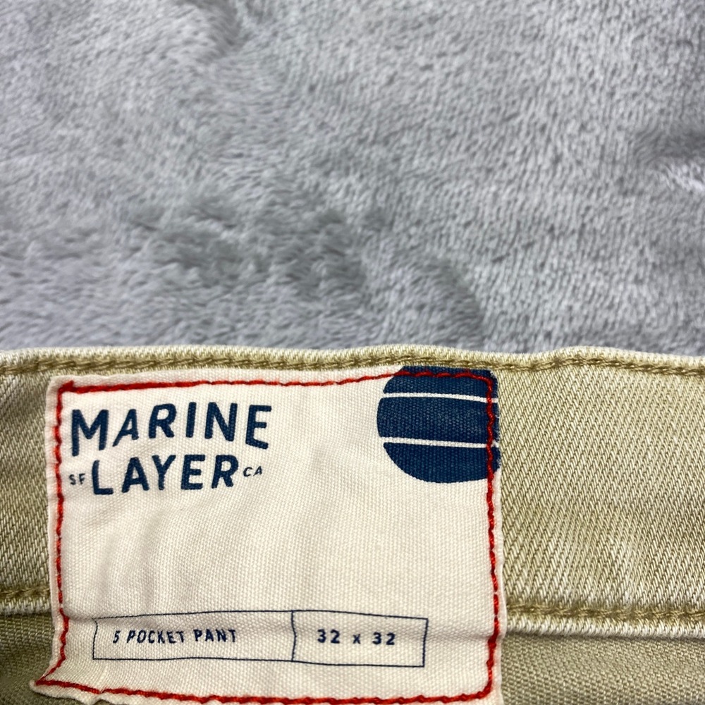 Marine Layer Mens 5 Pocket Athletic Fit Twill Pant Khaki Tan Sz 32 Fits 29" - Picture 6 of 11